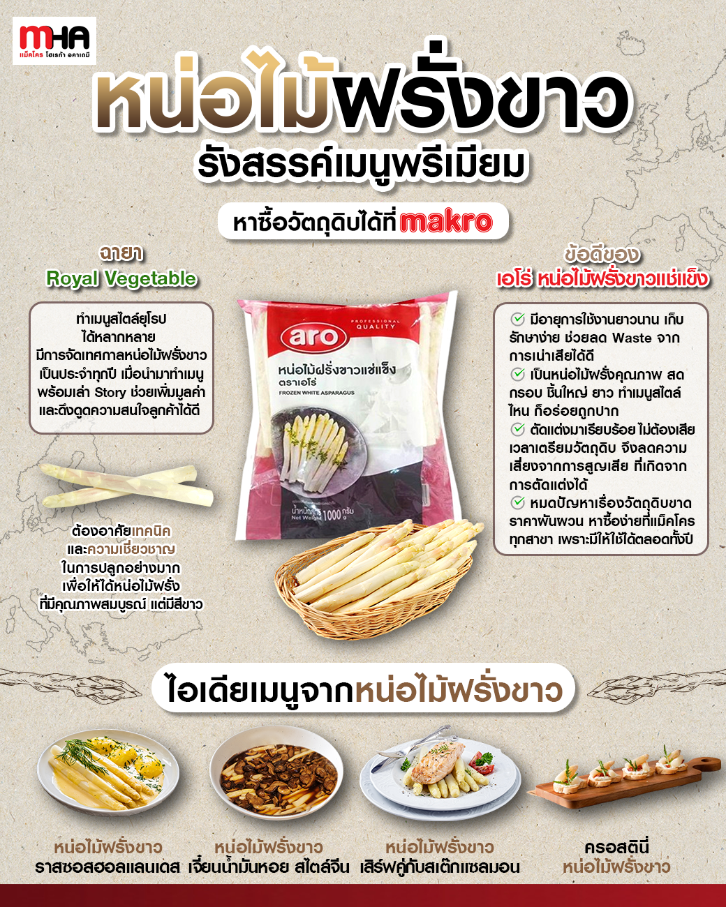 หน่อไม้ฝรั่งขาว รังสรรค์เมนูพรีเมียม หาซื้อวัตถุดิบได้ที่ Makro