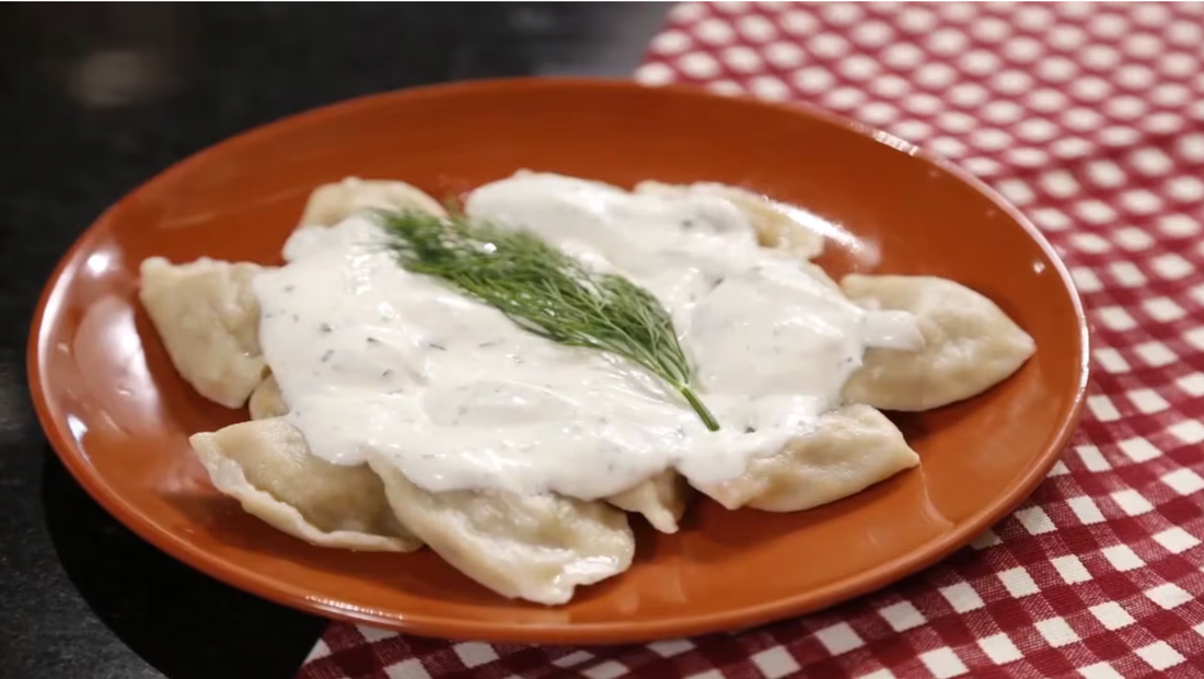 Cabbage Vareniki with a garlic dill sauce