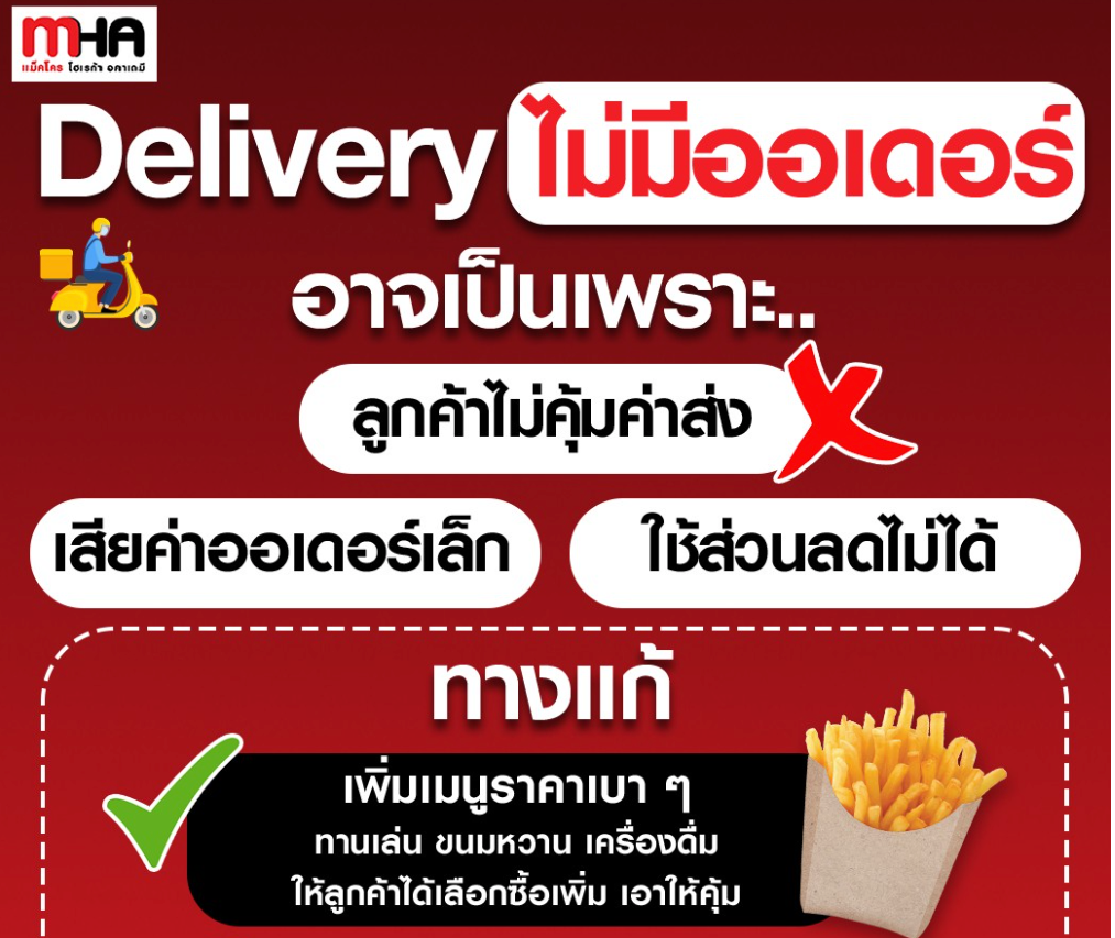 แก้ปัญหา Delivery ไม่มีออเดอร์ เพราะลูกค้าไม่คุ้มค่าส่ง เสียค่าออเดอร์เล็ก ใช้ส่วนลดไม่ได้