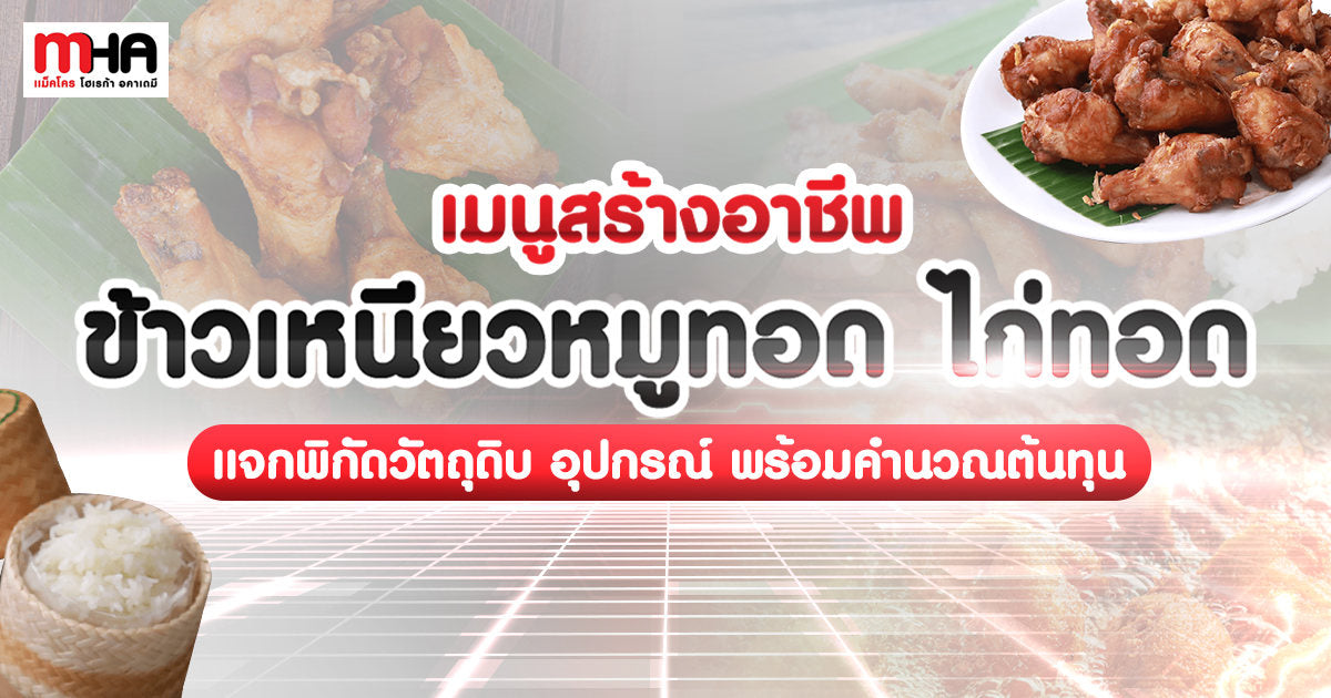 เมนูสร้างอาชีพ ข้าวเหนียวหมูทอด ไก่ทอด แจกพิกัดวัตถุดิบ อุปกรณ์ พร้อมคำนวณต้นทุน